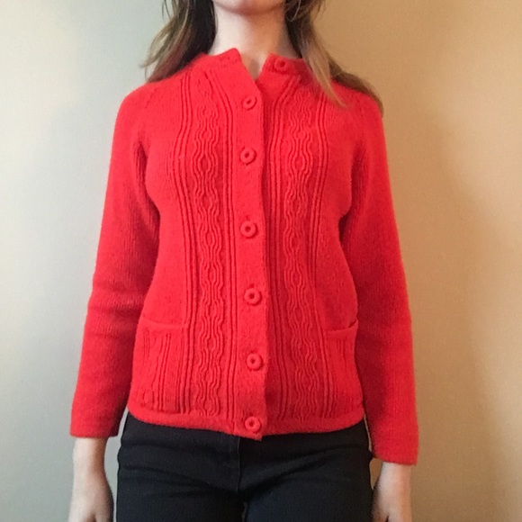 Vintage Red Cardigan Sweater - Picture 3 of 3